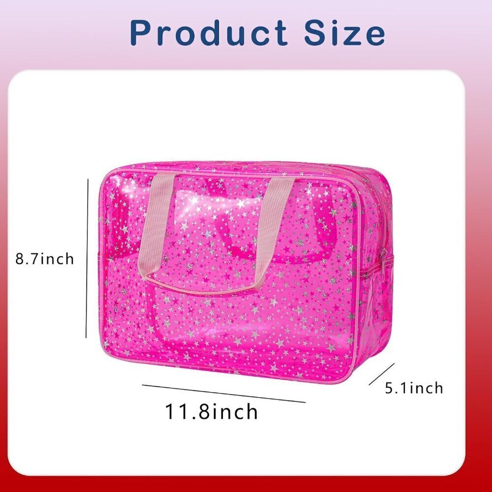 Clear PVC Star Large Cosmetic Bag, Transparent Large Zippered Opening Makeup Bag - Picture 2 of 6